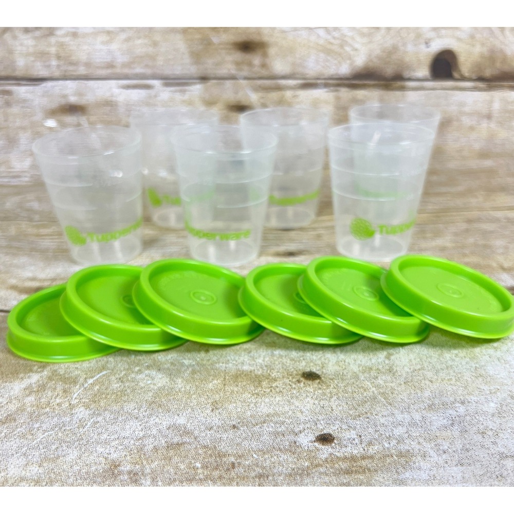 Tupperware Midgets Containers 2oz Set of 6 Green  NEW  Mini Storage Cups Logo